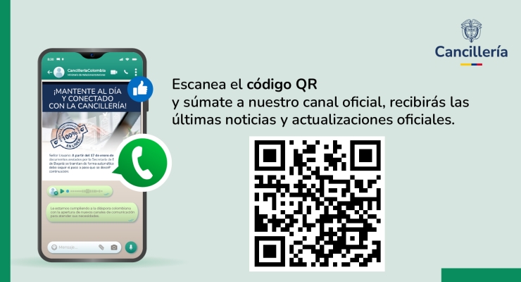 Únete al canal de WhatsApp de la Cancillería y mantente informado 